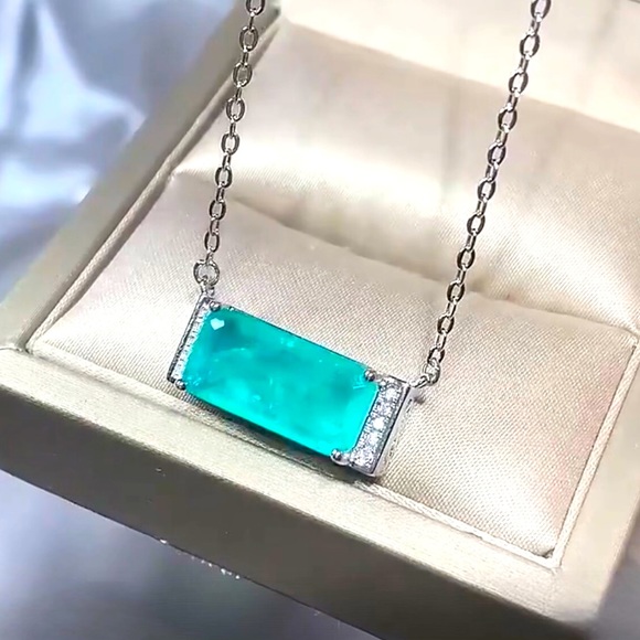 ✨Dainty Paraiba Tourmaline Drop Earring & Necklace Set ✨ - Picture 8 of 8